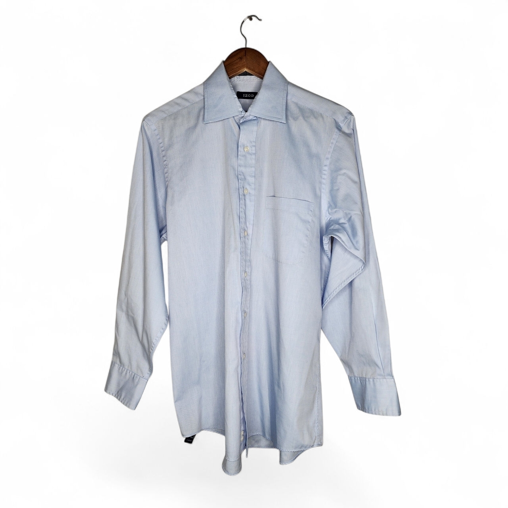 Izod English Poplin Dress Shirt in Blue Size 15 1/2 32/33